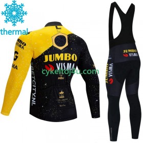 Jumbo Visma Tdf Velodrome Cykeltrøje Langærmet + Bib Cykelbukser Vinter Thermal Fleece 2023